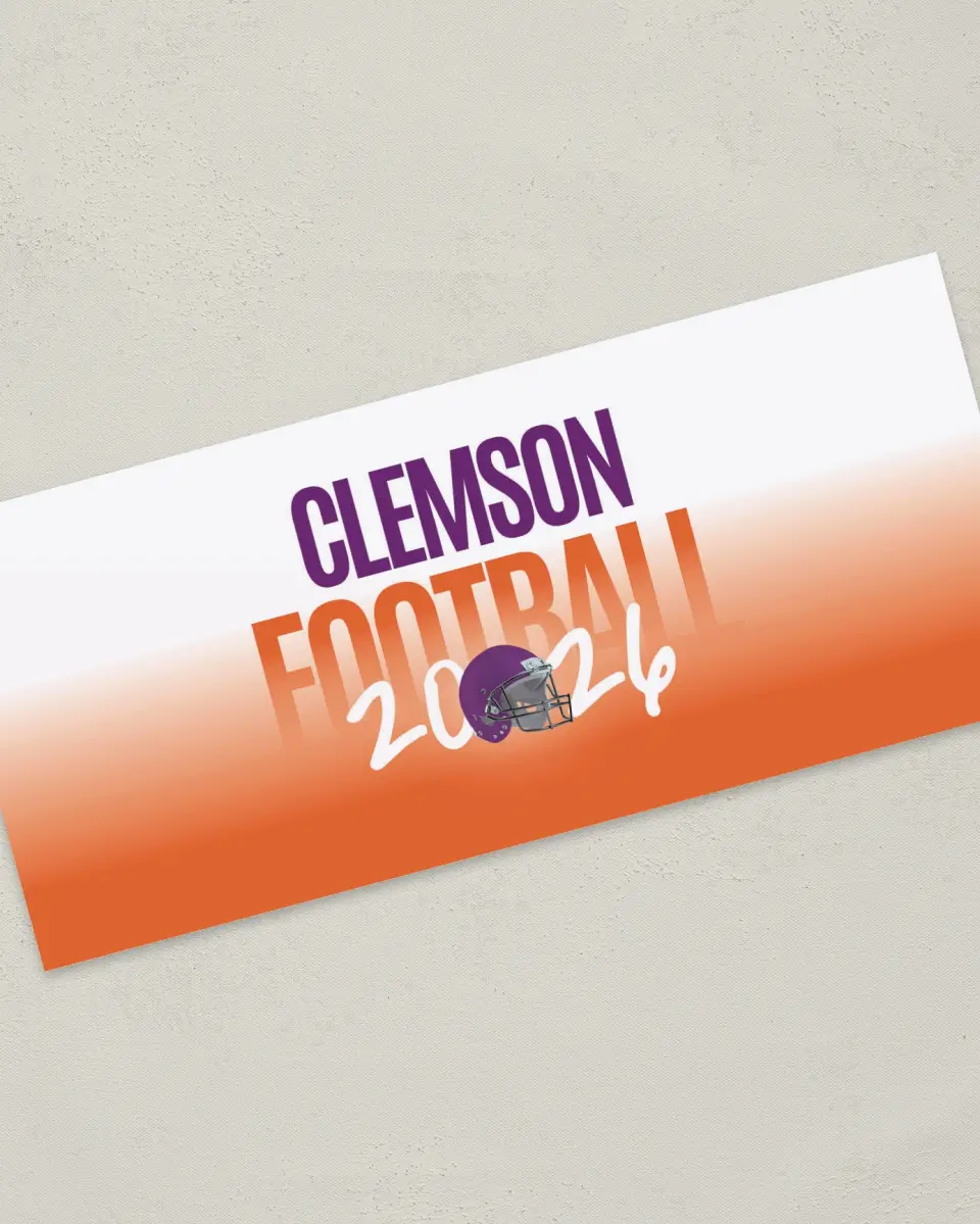 This is a 4" x 9" Football Insert called Clemson Tigers printed in full color