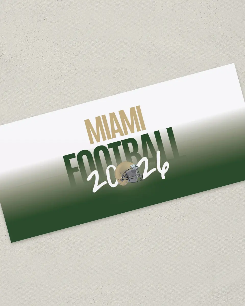 This is a 4" x 9" Football Insert called Miami Hurricanes printed in full color