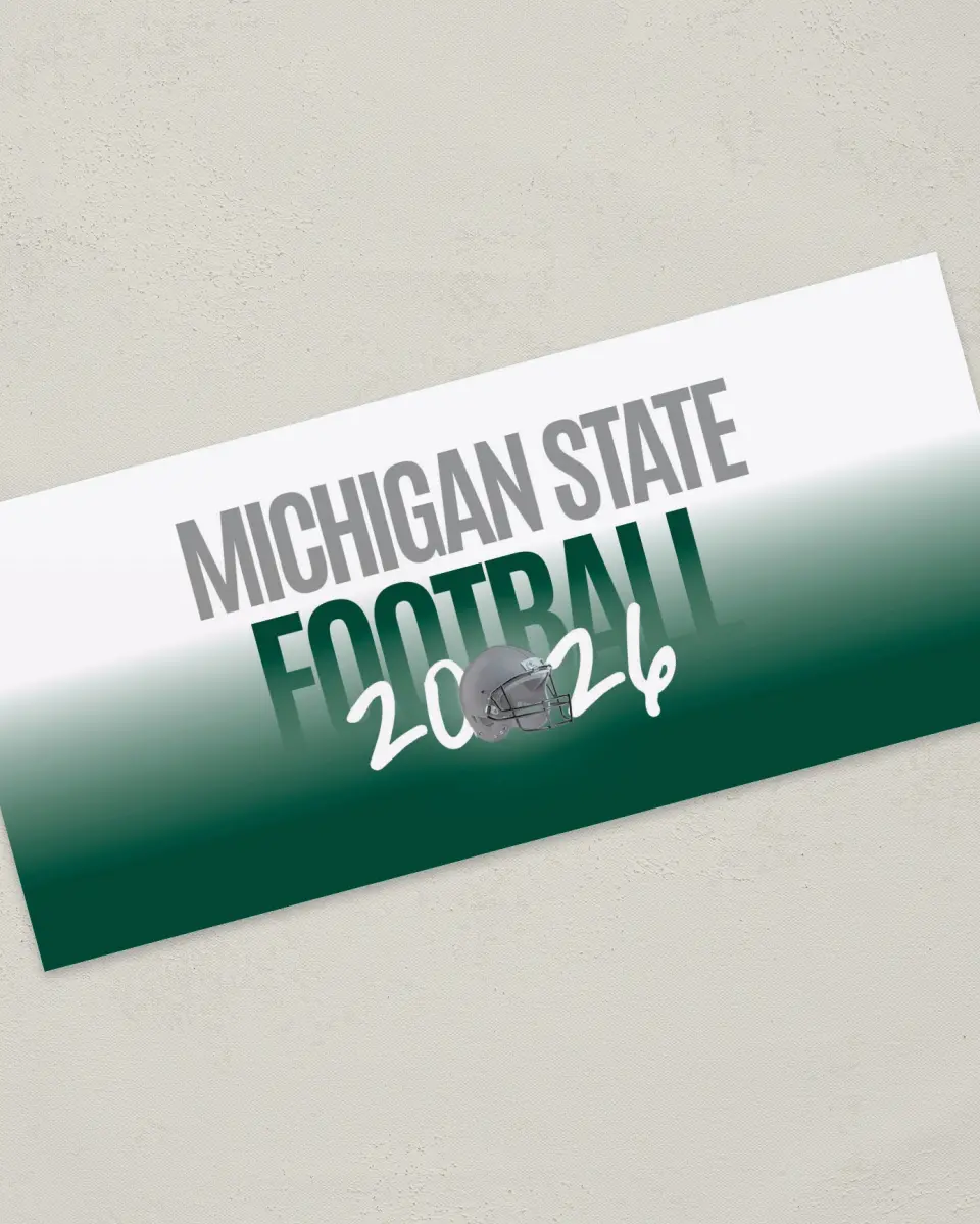 This is a 4" x 9" Football Insert called Michigan State Spartans printed in full color