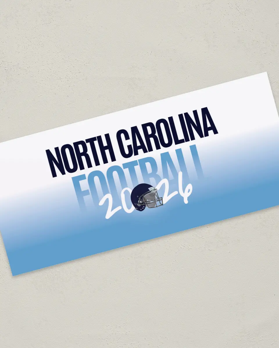 This is a 4" x 9" Football Insert called North Carolina TarHeels printed in full color