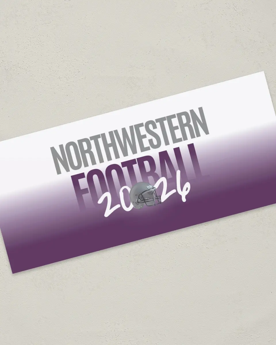 This is a 4" x 9" Football Insert called Northwestern Wildcats printed in full color
