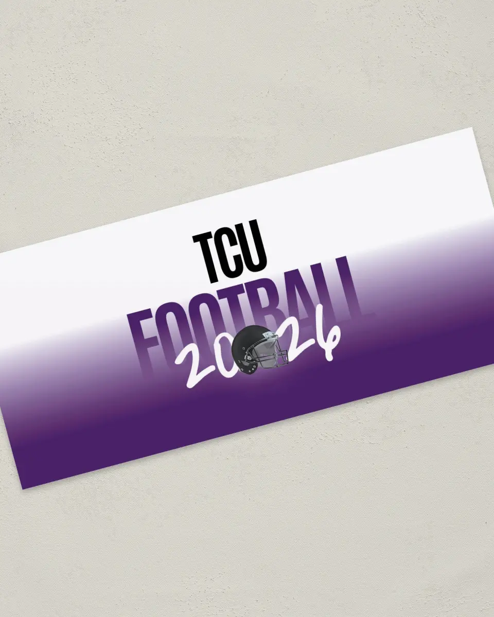 This is a 4" x 9" Football Insert called TCU Horned Frogs printed in full color
