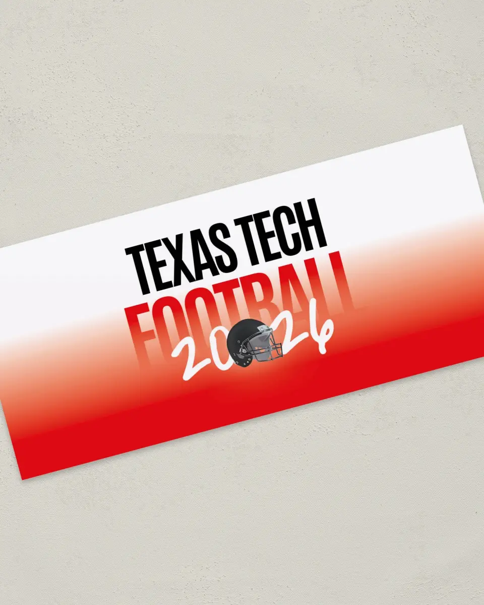This is a 4" x 9" Football Insert called Texas Tech Red Raiders printed in full color