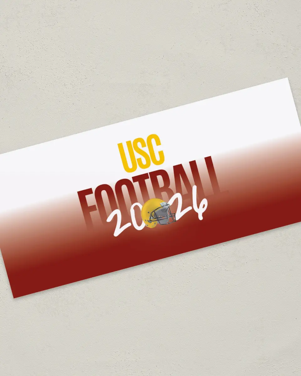 This is a 4" x 9" Football Insert called USC printed in full color
