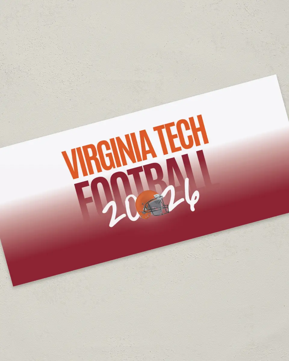 This is a 4" x 9" Football Insert called Virginia Tech Hokies printed in full color