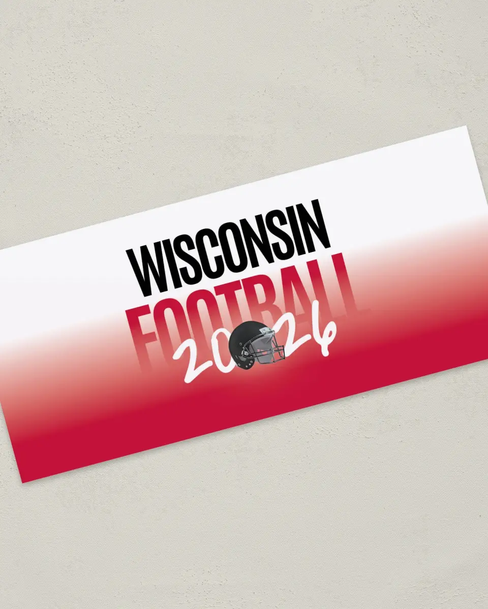 This is a 4" x 9" Football Insert called Wisconsin Badgers printed in full color