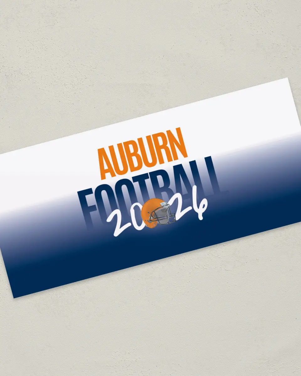 This is a 4" x 9" Football Insert called Auburn Tigers printed in full color