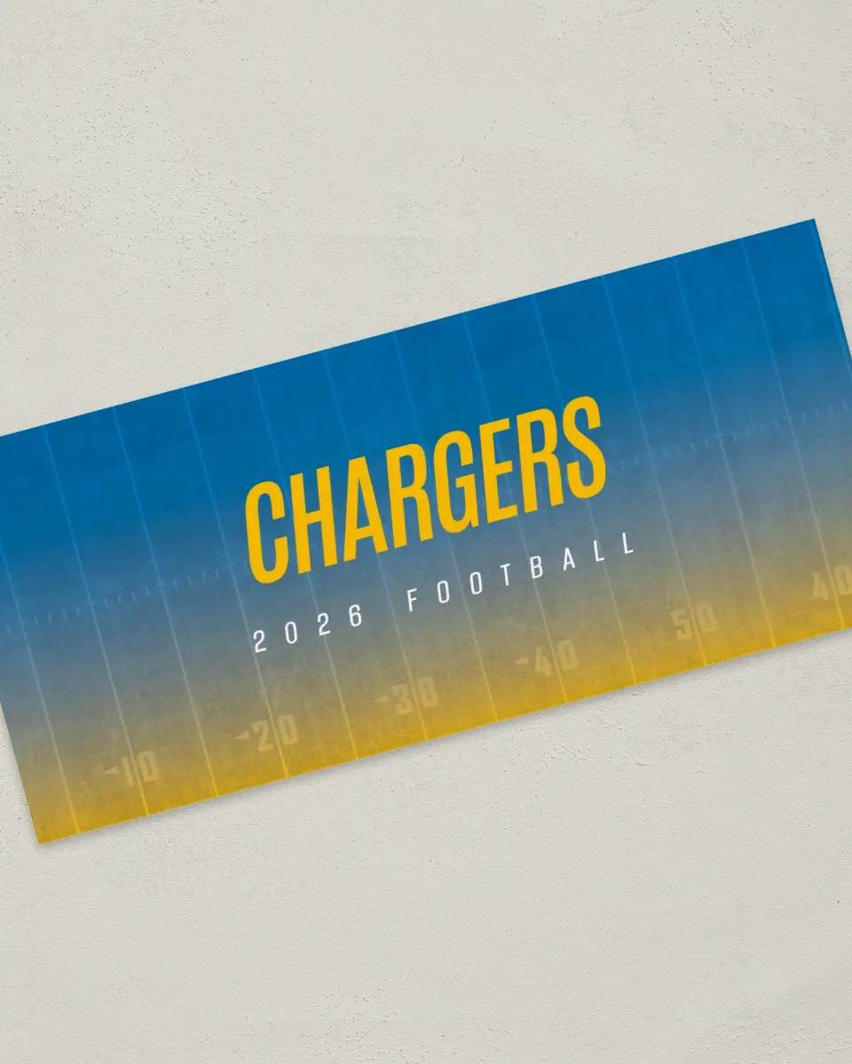 This is a 4" x 9" Football Insert called Chargers printed in full color