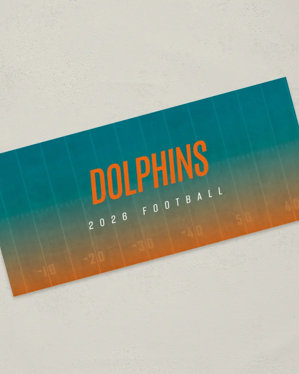 This is a 4" x 9" Football Insert called Dolphins printed in full color