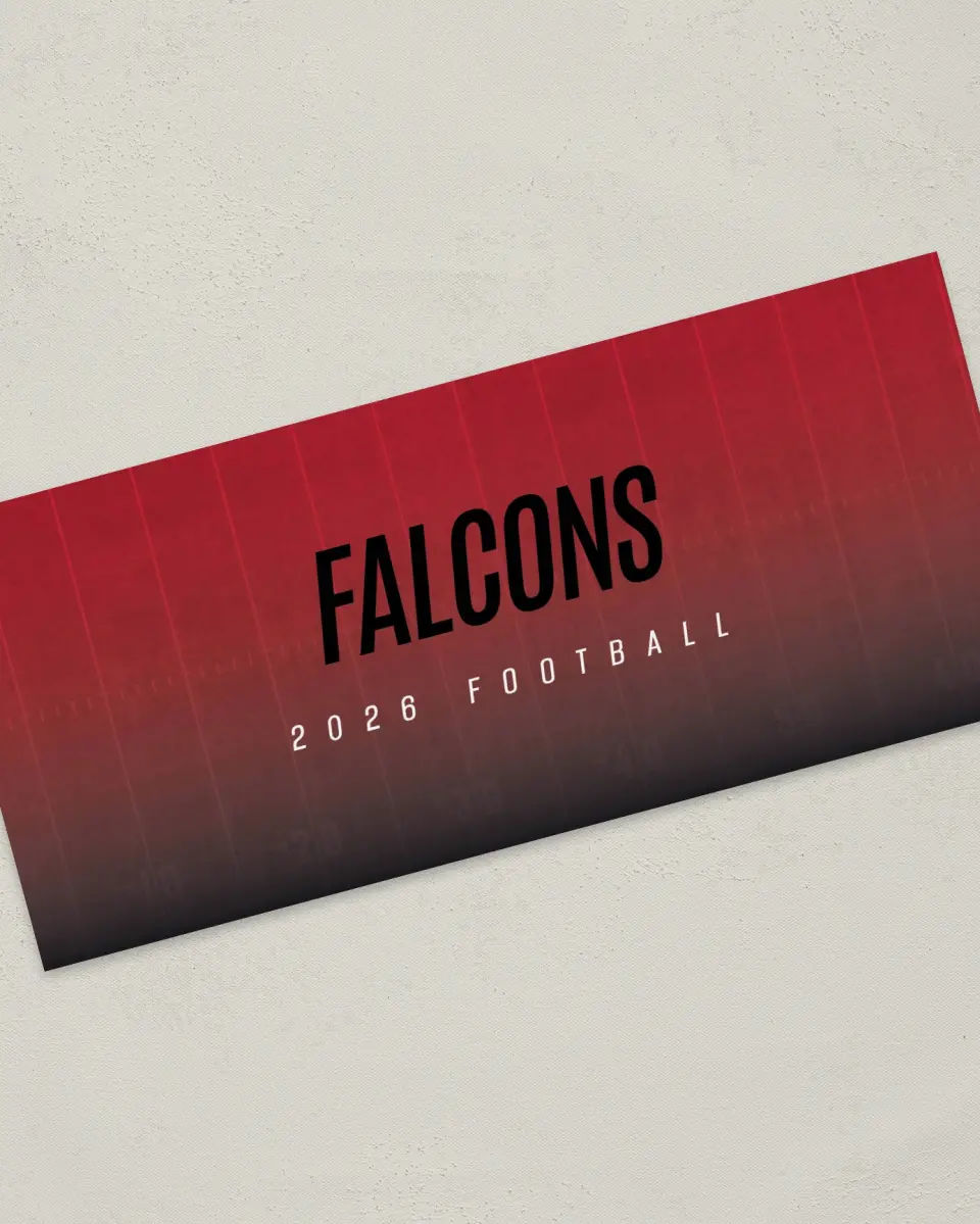 This is a 4" x 9" Football Insert called Falcons printed in full color