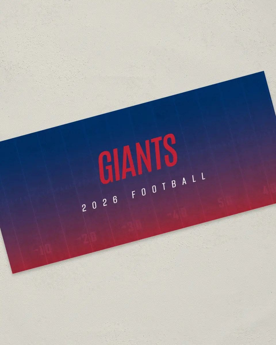 This is a 4" x 9" Football Insert called Giants printed in full color
