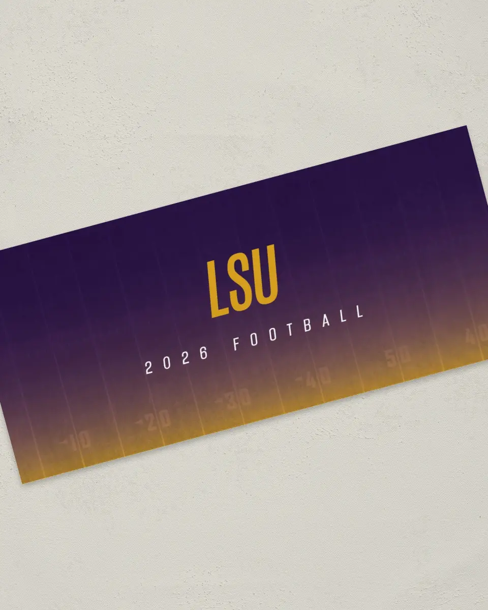 This is a 4" x 9" Football Insert called LSU printed in full color