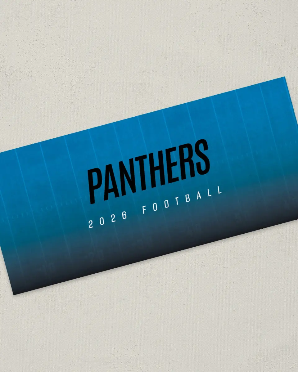 This is a 4" x 9" Football Insert called Panthers printed in full color