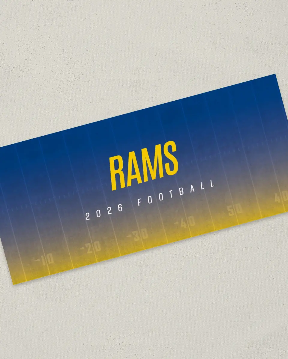 This is a 4" x 9" Football Insert called Rams printed in full color