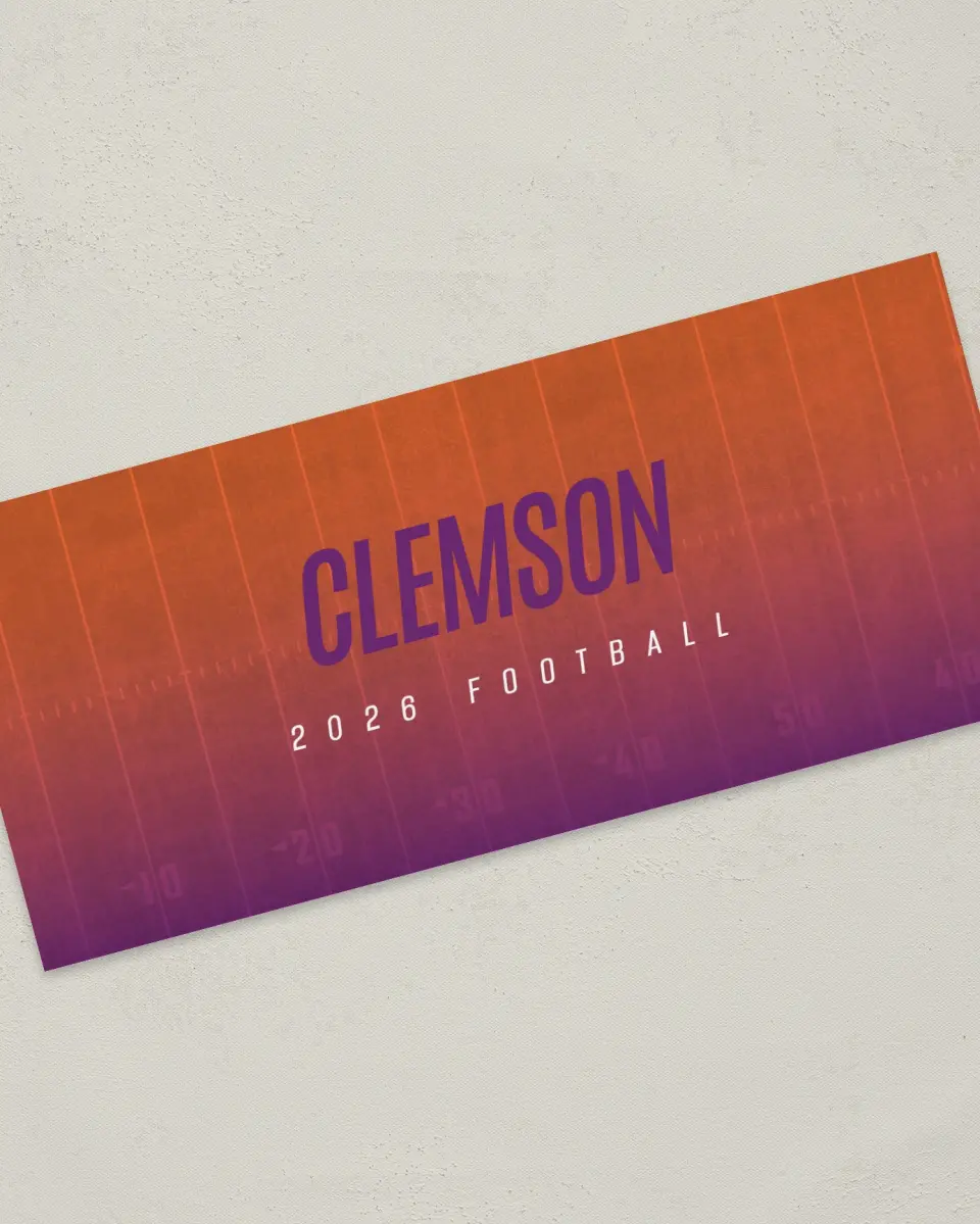 This is a 4" x 9" Football Insert called Clemson Tigers printed in full color