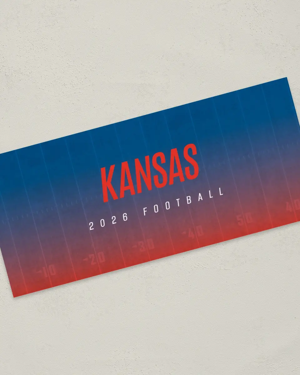 This is a 4" x 9" Football Insert called Kansas Jayhawks printed in full color