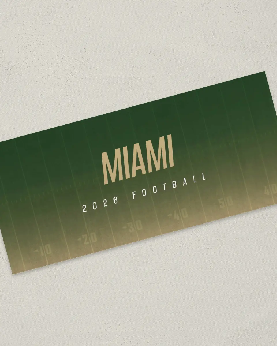 This is a 4" x 9" Football Insert called Miami Hurricanes printed in full color