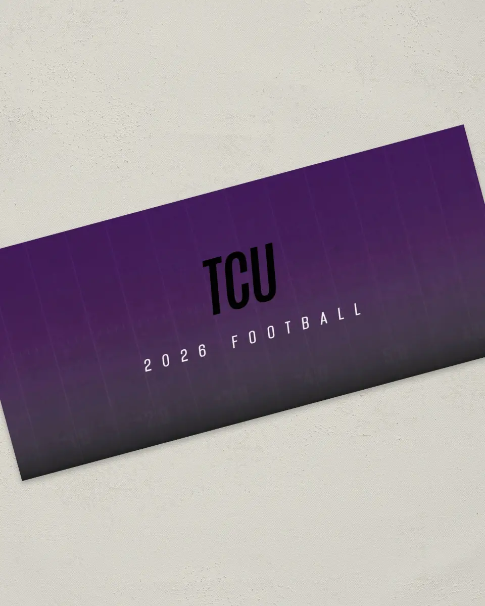 This is a 4" x 9" Football Insert called TCU Horned Frogs printed in full color
