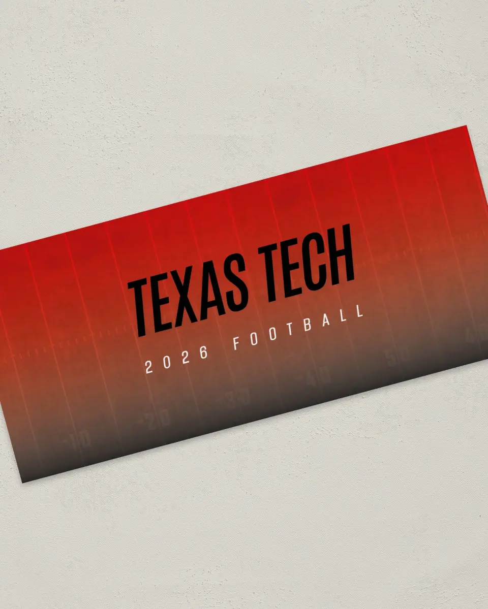 This is a 4" x 9" Football Insert called Texas Tech Red Raiders printed in full color
