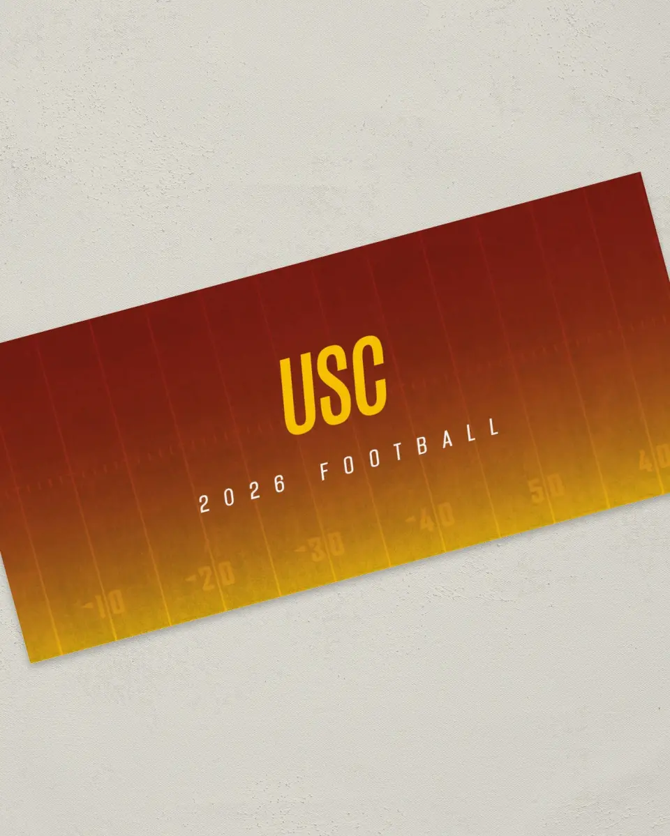 This is a 4" x 9" Football Insert called USC printed in full color