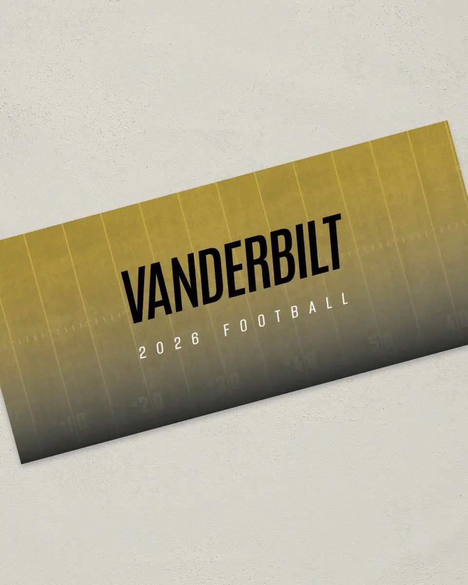 This is a 4" x 9" Football Insert called Vanderbilt Commodores printed in full color