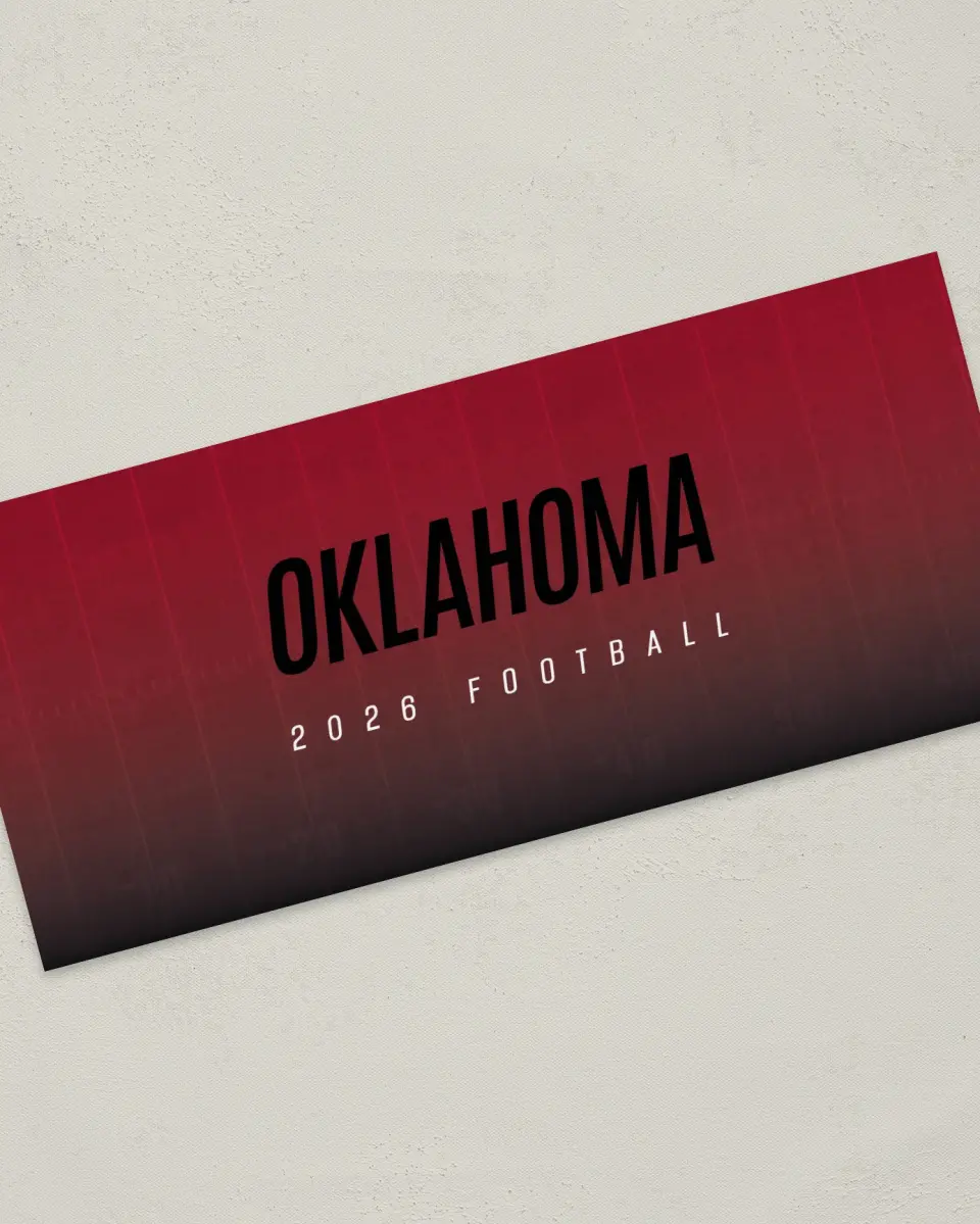 This is a 4" x 9" Football Insert called Oklahoma Sooners printed in full color