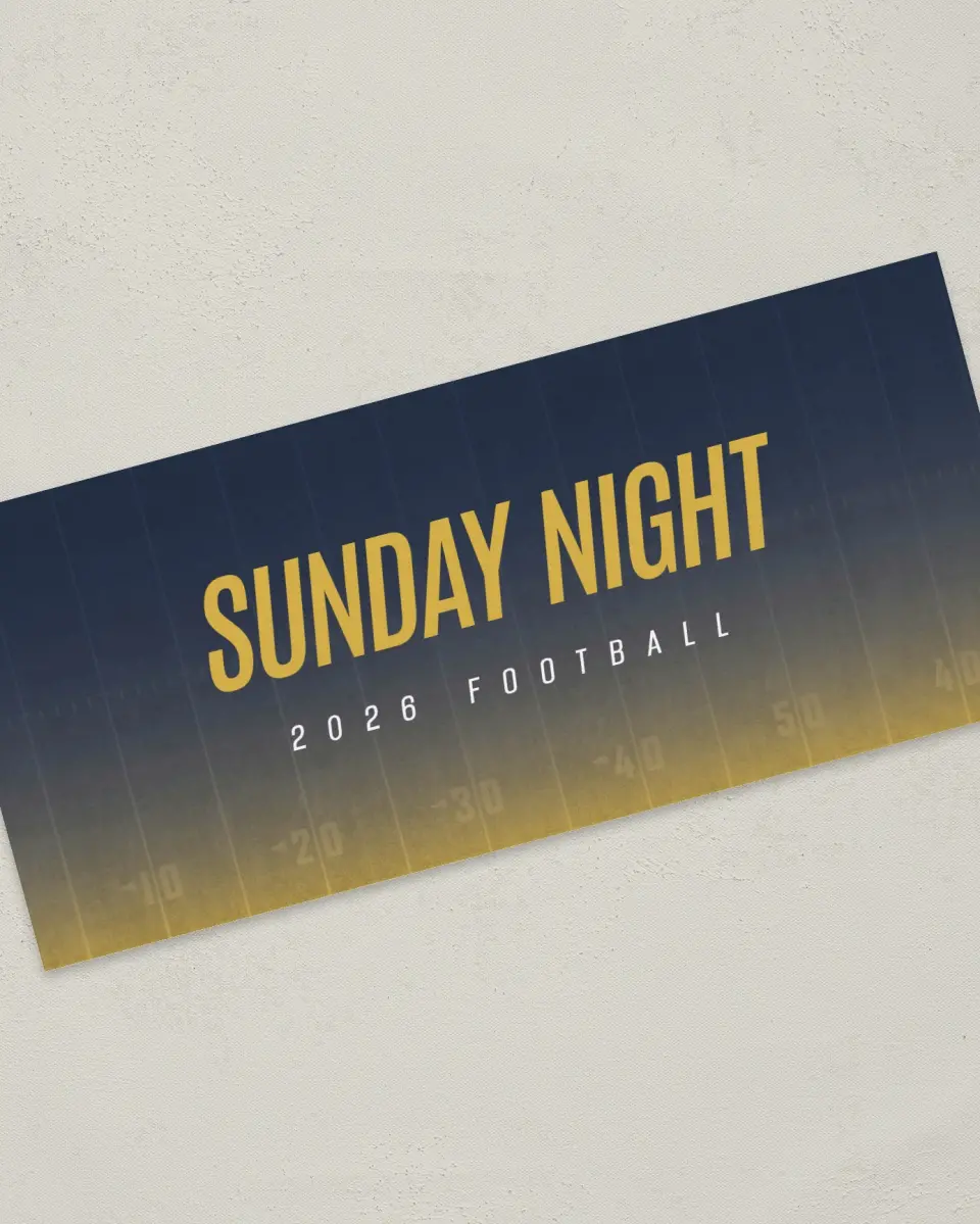 This is a 4" x 9" Football Insert called Sunday Night printed in full color