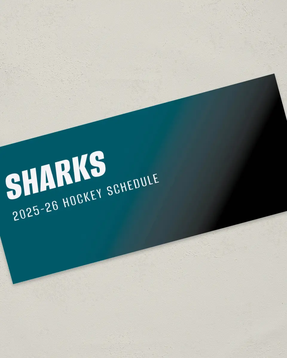 This is a 4" x 9" Marketing Insert called San Jose Sharks printed in full color
