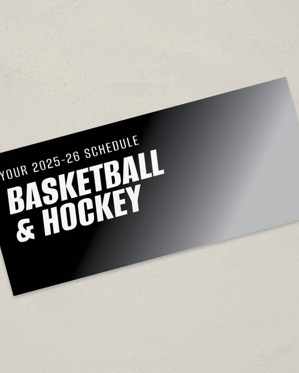 This is a 4" x 9" Marketing Insert called Basketball/Hockey Inserts printed in full color