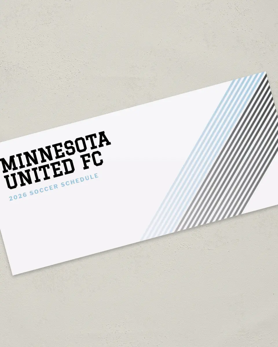 This is a 4" x 9" Marketing Insert called Minnesota United FC Soccer Inserts printed in full color