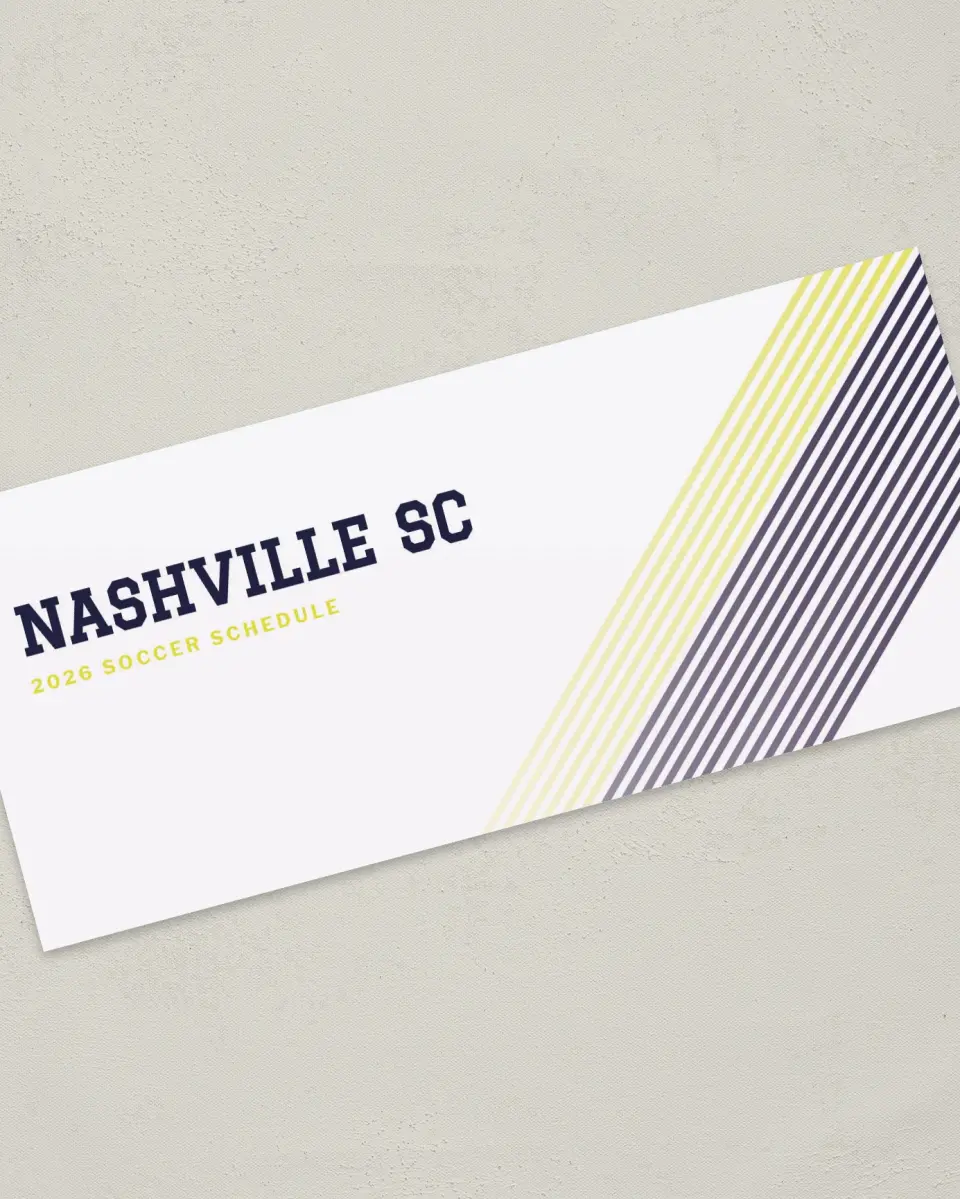 This is a 4" x 9" Marketing Insert called Nashville SC Soccer Inserts printed in full color