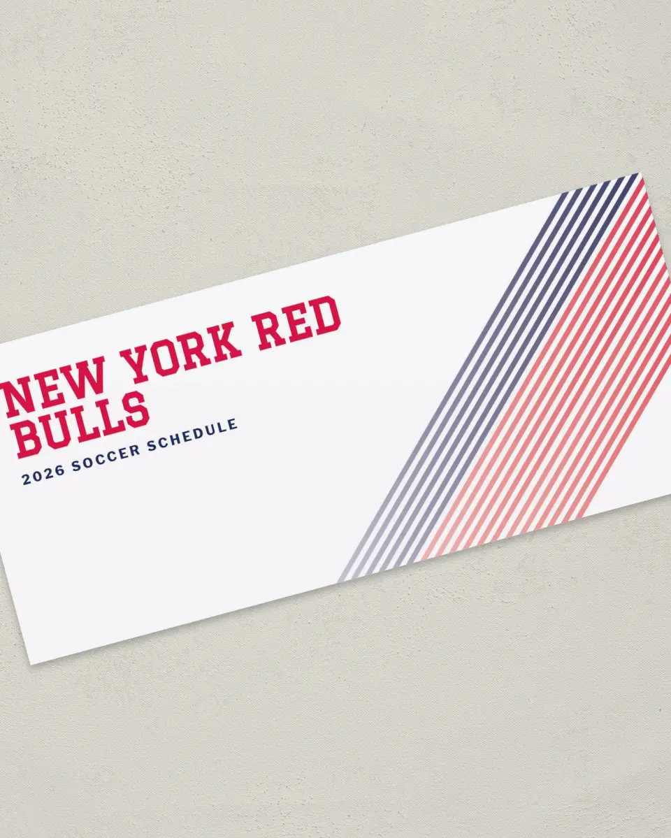 This is a 4" x 9" Marketing Insert called New York Red Bulls Soccer Inserts printed in full color