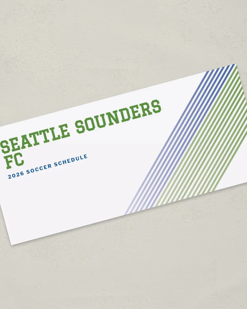 This is a 4" x 9" Marketing Insert called Seattle Sounders FC Soccer Inserts printed in full color