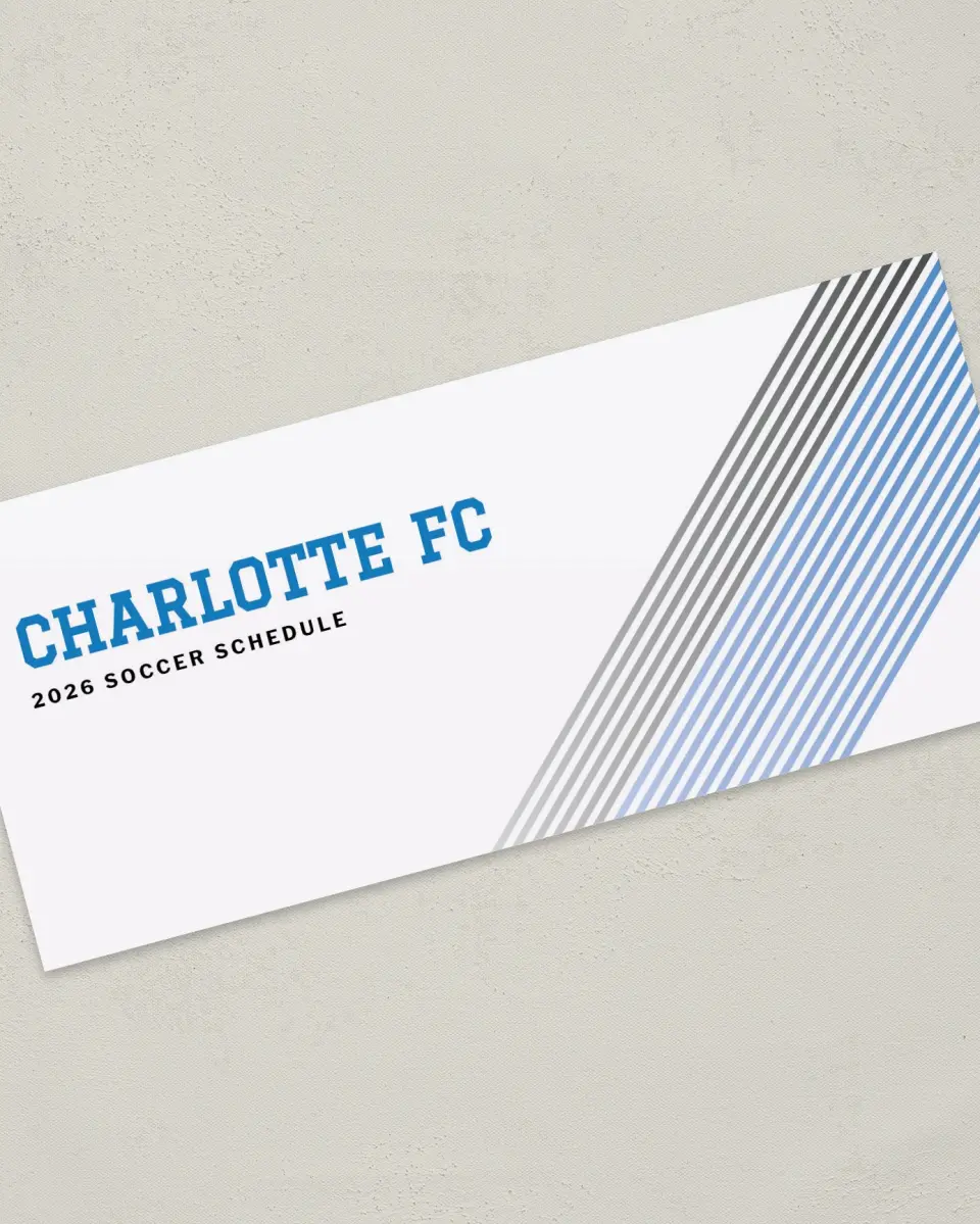 This is a 4" x 9" Marketing Insert called Charlotte FC Soccer Inserts printed in full color