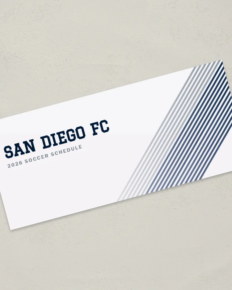 This is a 4" x 9" Marketing Insert called San Diego FC Soccer Inserts printed in full color