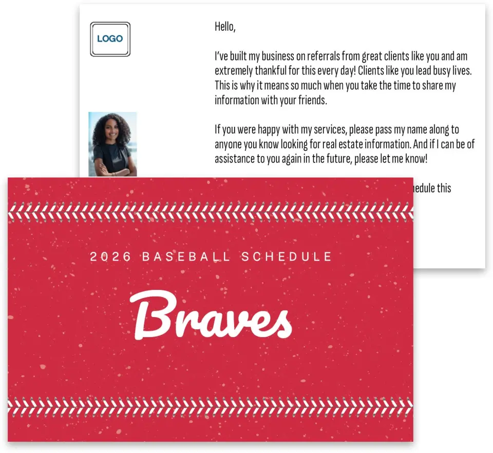 This is a 3¾" x 5¾" Baseball Insert called Braves printed in full color