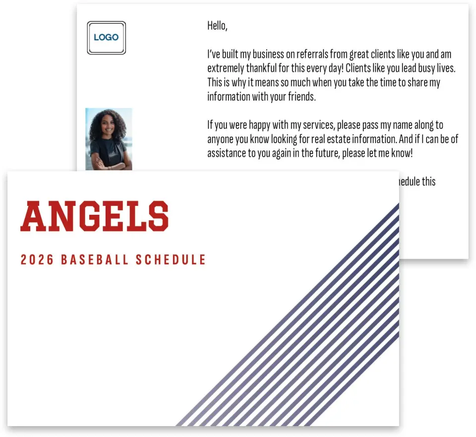 This is a 3¾" x 5¾" Baseball Insert called Angels printed in full color