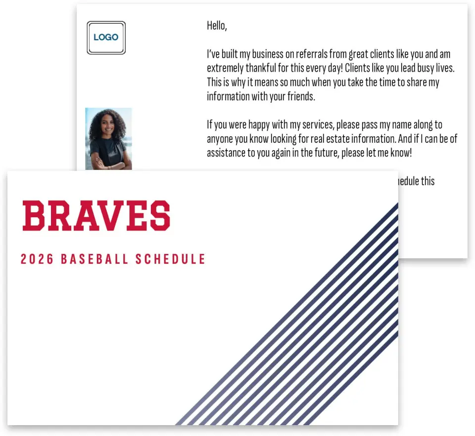 This is a 3¾" x 5¾" Baseball Insert called Braves printed in full color