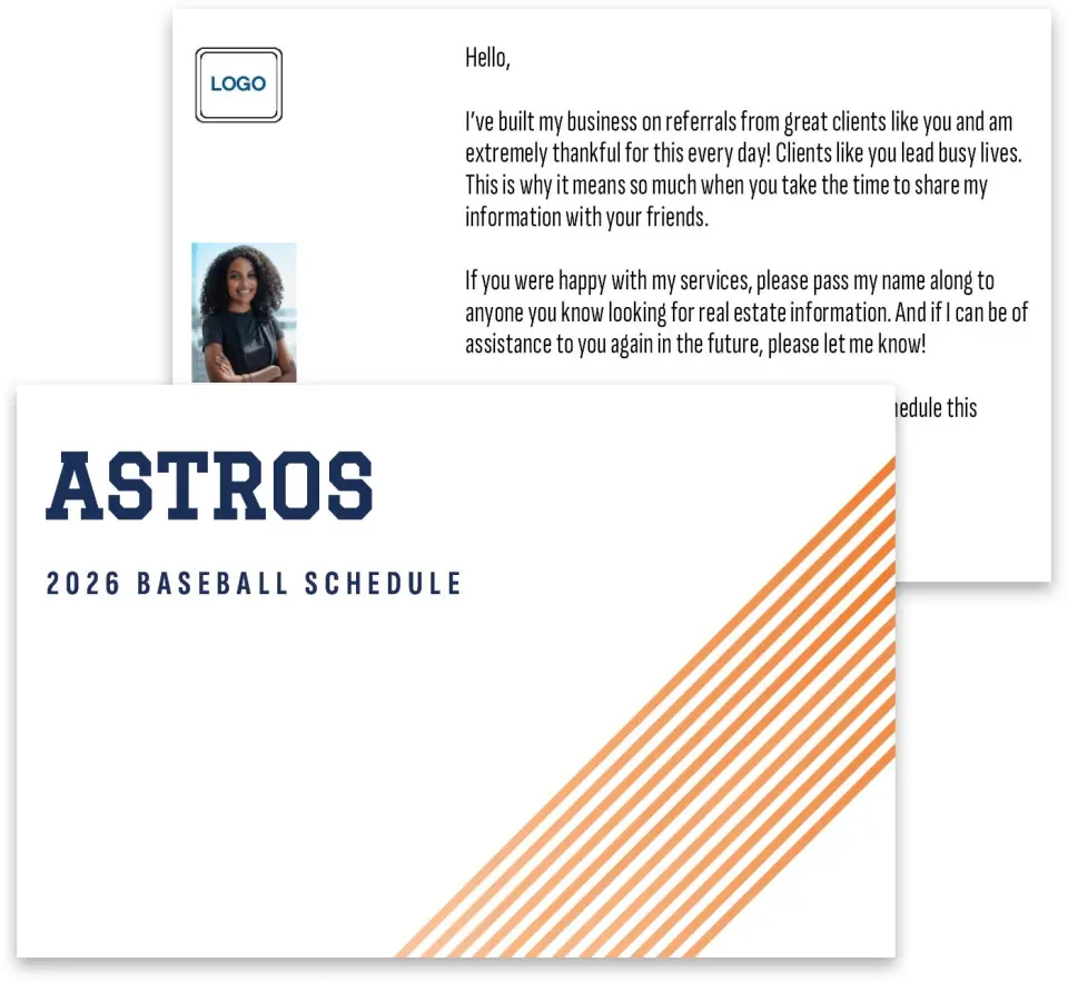 This is a 3¾" x 5¾" Baseball Insert called Astros printed in full color