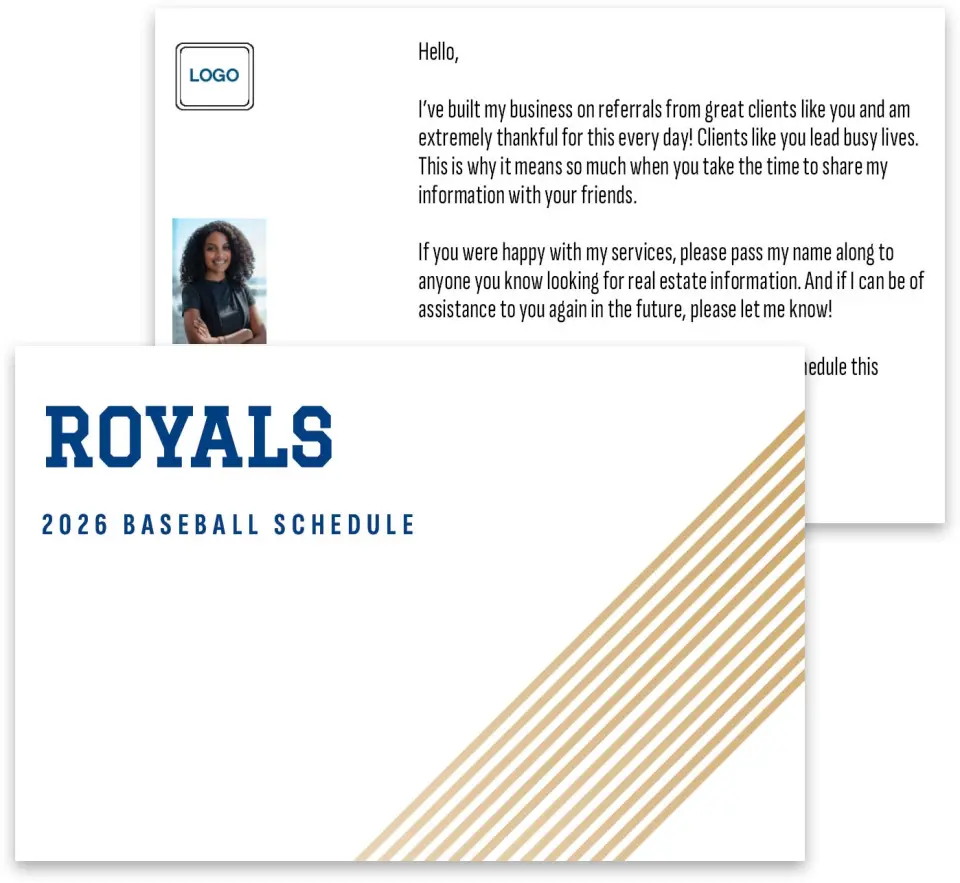 This is a 3¾" x 5¾" Baseball Insert called Royals printed in full color
