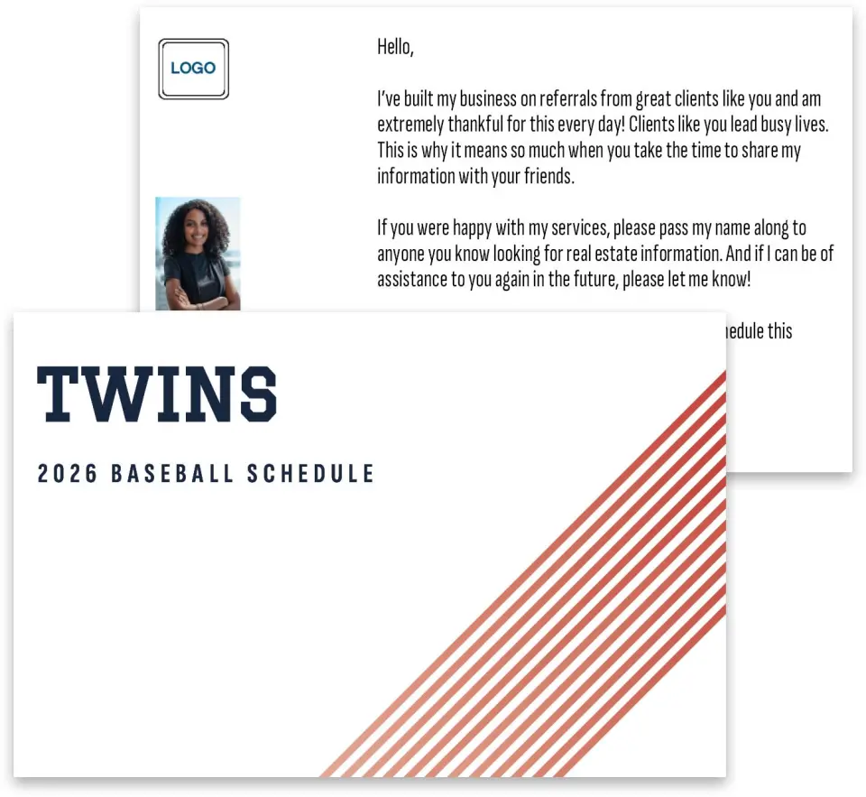 This is a 3¾" x 5¾" Baseball Insert called Twins printed in full color