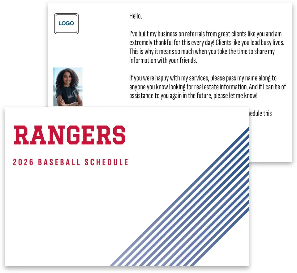This is a 3¾" x 5¾" Baseball Insert called Rangers printed in full color