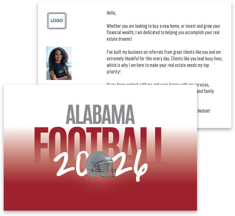 This is a 3¾" x 5¾" Football Insert called Alabama printed in full color