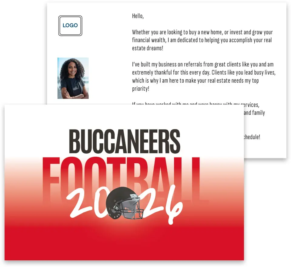 This is a 3¾" x 5¾" Football Insert called Buccaneers printed in full color