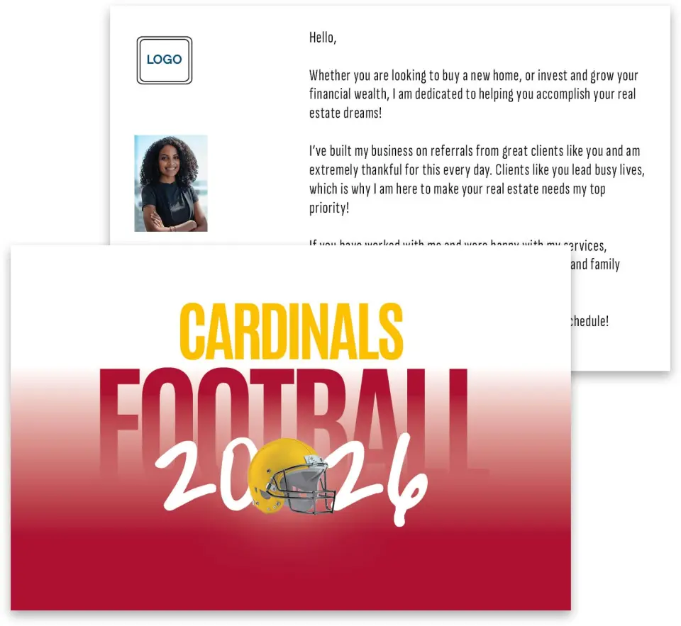 This is a 3¾" x 5¾" Football Insert called Cardinals printed in full color