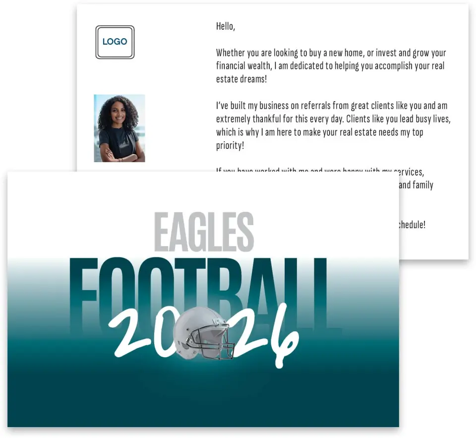 This is a 3¾" x 5¾" Football Insert called Eagles printed in full color