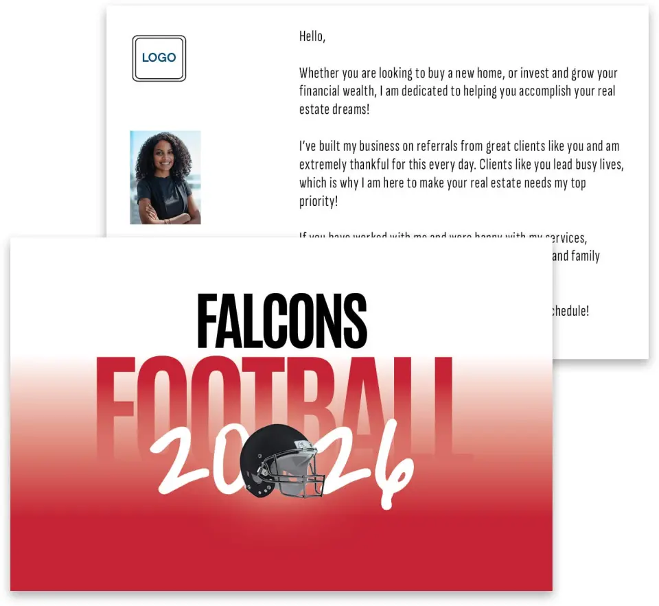 This is a 3¾" x 5¾" Football Insert called Falcons printed in full color