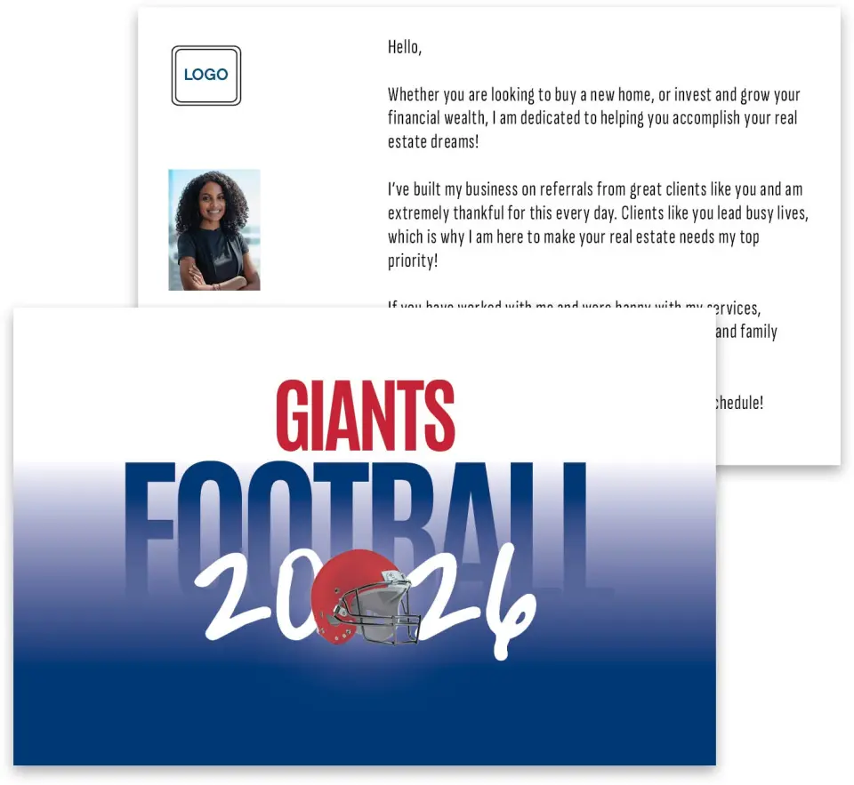 This is a 3¾" x 5¾" Football Insert called Giants printed in full color