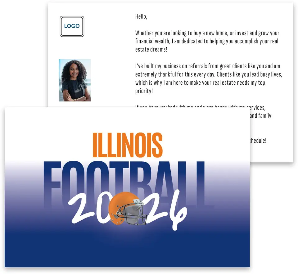 This is a 3¾" x 5¾" Football Insert called Illinois printed in full color