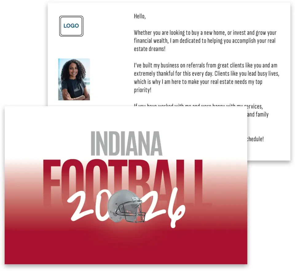 This is a 3¾" x 5¾" Football Insert called Indiana printed in full color